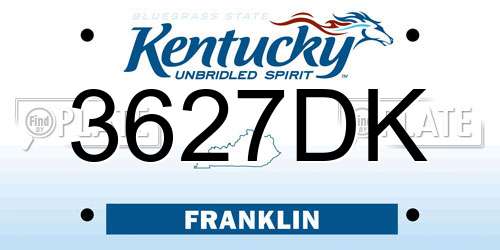3627DK Kentucky License Plate