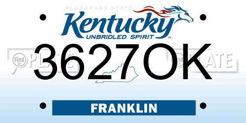 3627OK Kentucky License Plate