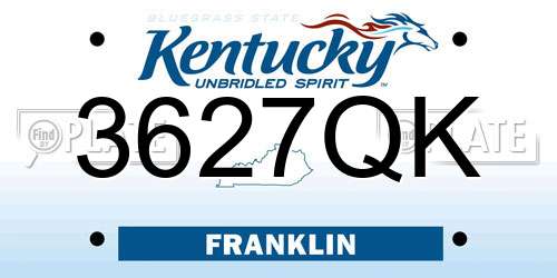 3627QK Kentucky License Plate