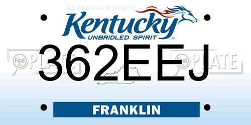 362EEJ Kentucky License Plate