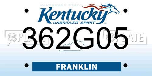 362G05 Kentucky License Plate
