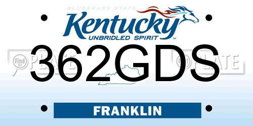 362GDS Kentucky License Plate