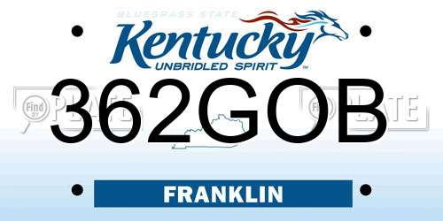 362GOB Kentucky License Plate