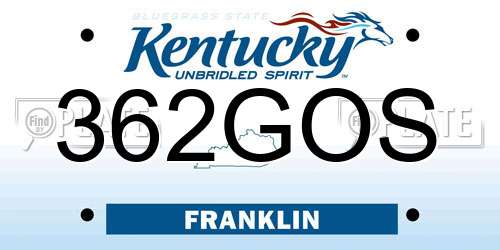 362GOS Kentucky License Plate