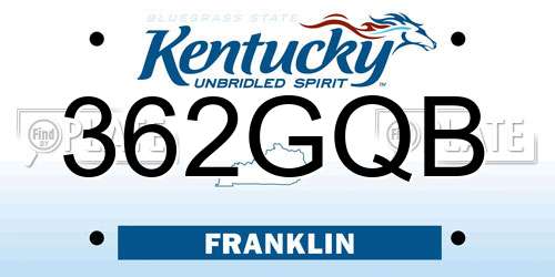 362GQB Kentucky License Plate