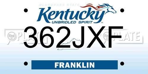 362JXF Kentucky License Plate