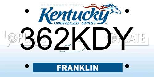 362KDY Kentucky License Plate