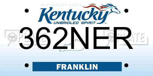 362NER Kentucky License Plate