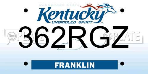 362RGZ Kentucky License Plate