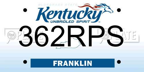 362RPS Kentucky License Plate