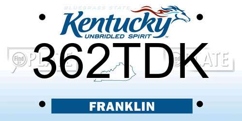 362TDK Kentucky License Plate