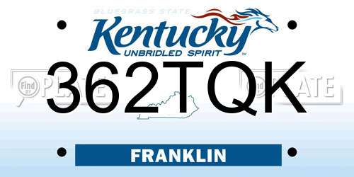 362TQK Kentucky License Plate