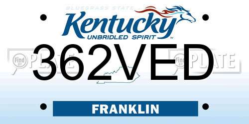362VED Kentucky License Plate