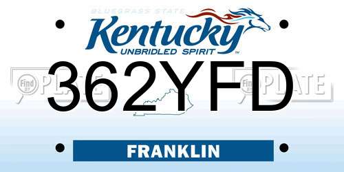 362YFD Kentucky License Plate