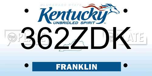 362ZDK Kentucky License Plate