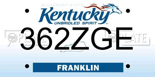 362ZGE Kentucky License Plate