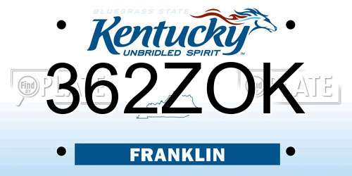 362ZOK Kentucky License Plate