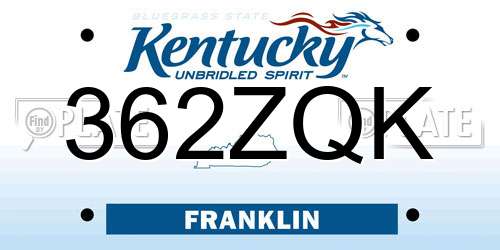 362ZQK Kentucky License Plate