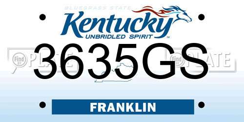 3635GS Kentucky License Plate