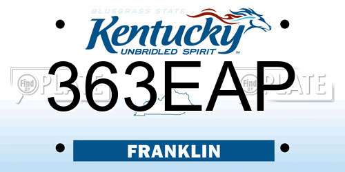 363EAP Kentucky License Plate