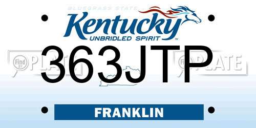 363JTP Kentucky License Plate