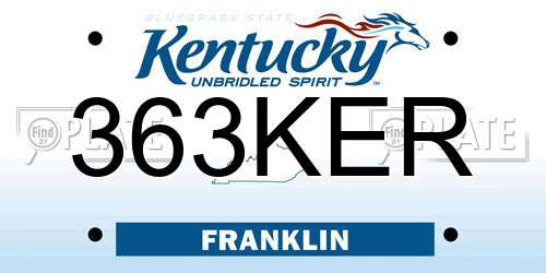 363KER Kentucky License Plate