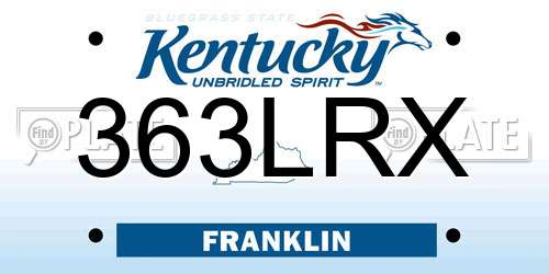 363LRX Kentucky License Plate