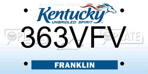 363VFV Kentucky License Plate