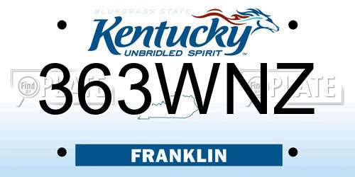 363WNZ Kentucky License Plate