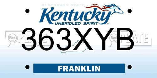 363XYB Kentucky License Plate