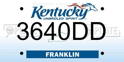 3640DD Kentucky License Plate