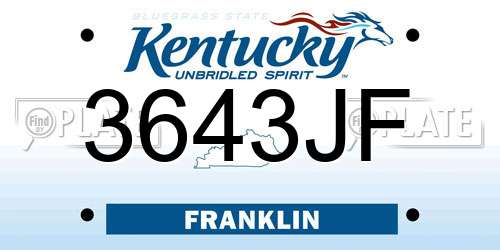 3643JF Kentucky License Plate