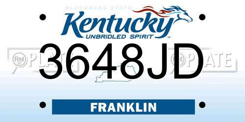 3648JD Kentucky License Plate