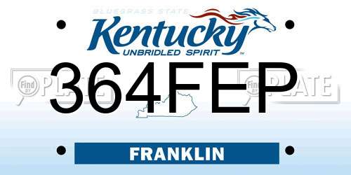 364FEP Kentucky License Plate