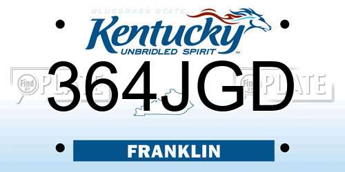 364JGD Kentucky License Plate