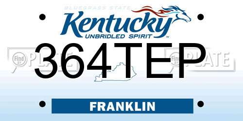 364TEP Kentucky License Plate