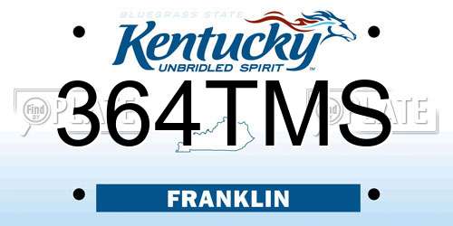 364TMS Kentucky License Plate