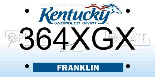 364XGX Kentucky License Plate