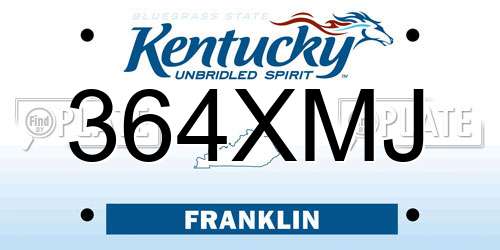 364XMJ Kentucky License Plate