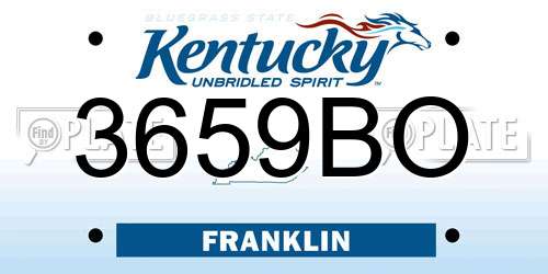 3659BO Kentucky License Plate