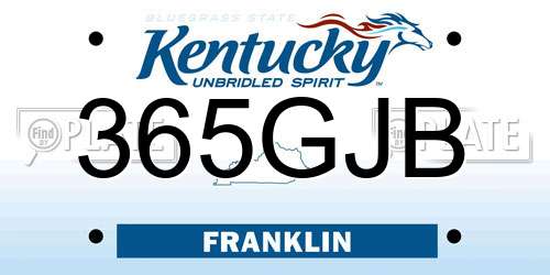 365GJB Kentucky License Plate