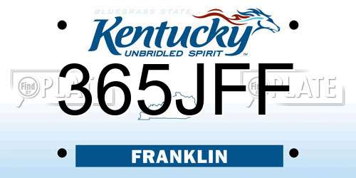 365JFF Kentucky License Plate
