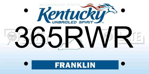 365RWR Kentucky License Plate