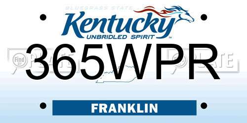 365WPR Kentucky License Plate