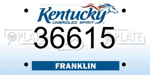 36615 Kentucky License Plate
