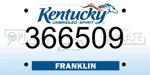 366509 Kentucky License Plate