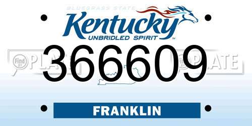 366609 Kentucky License Plate