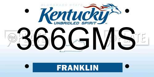 366GMS Kentucky License Plate