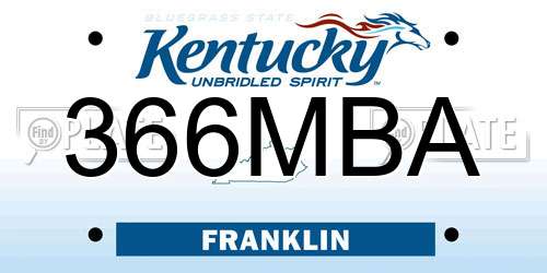 366MBA Kentucky License Plate