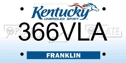 366VLA Kentucky License Plate
